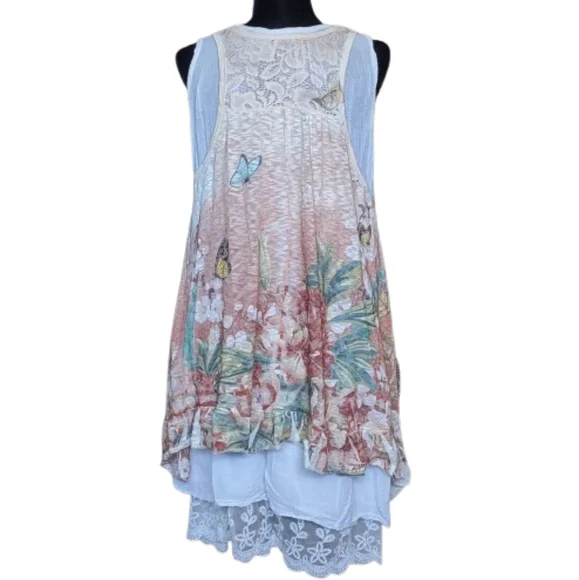 Made In Italy Lacy Layered Tunic Dress One Size - Picture 3 of 16